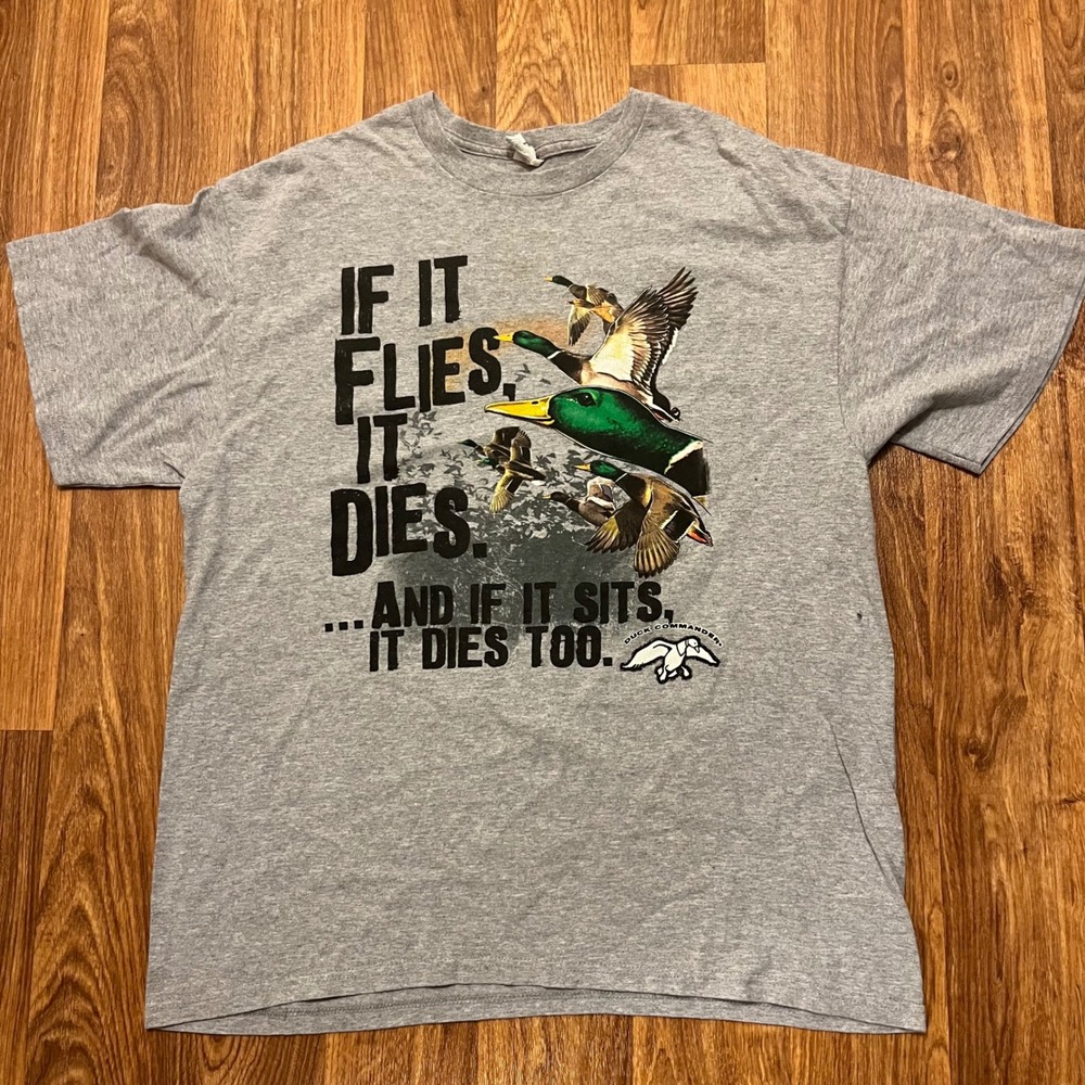 Duck Commander Shirt Men‎ XL If It Flies It Dies Duck Hunting Tee Outdoors